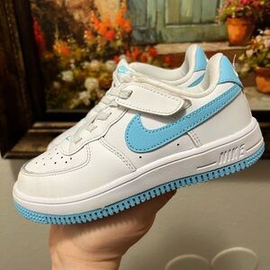 Nike Force 1 Low EasyOn PS White Aquarius Blue Sneakers